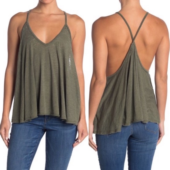 Free People Tops - Free People moss green  Sandy V-Neck Tank